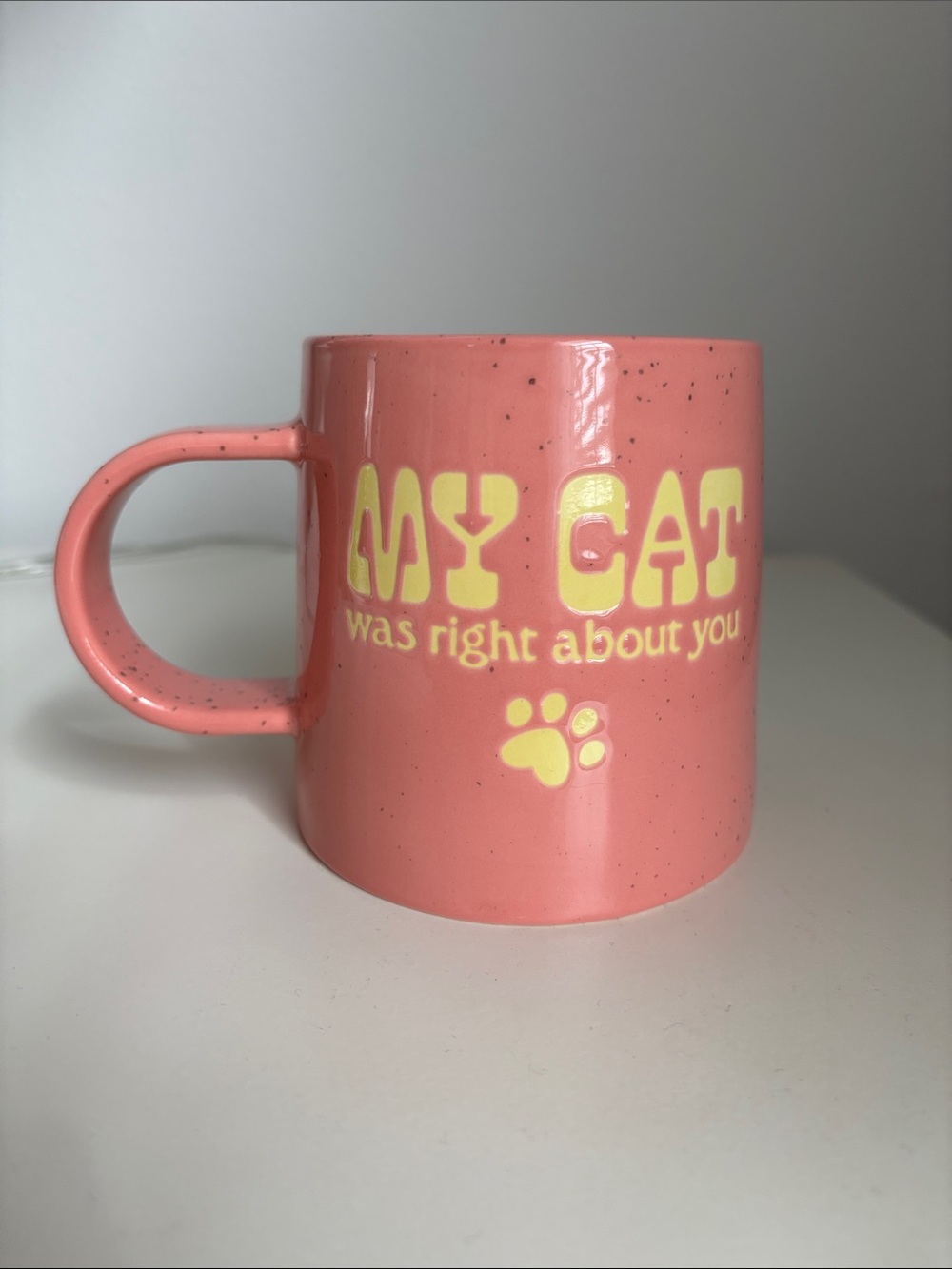 Room Essentials Stoneware Coffee Mug My Cat Was Right About You pink yellow